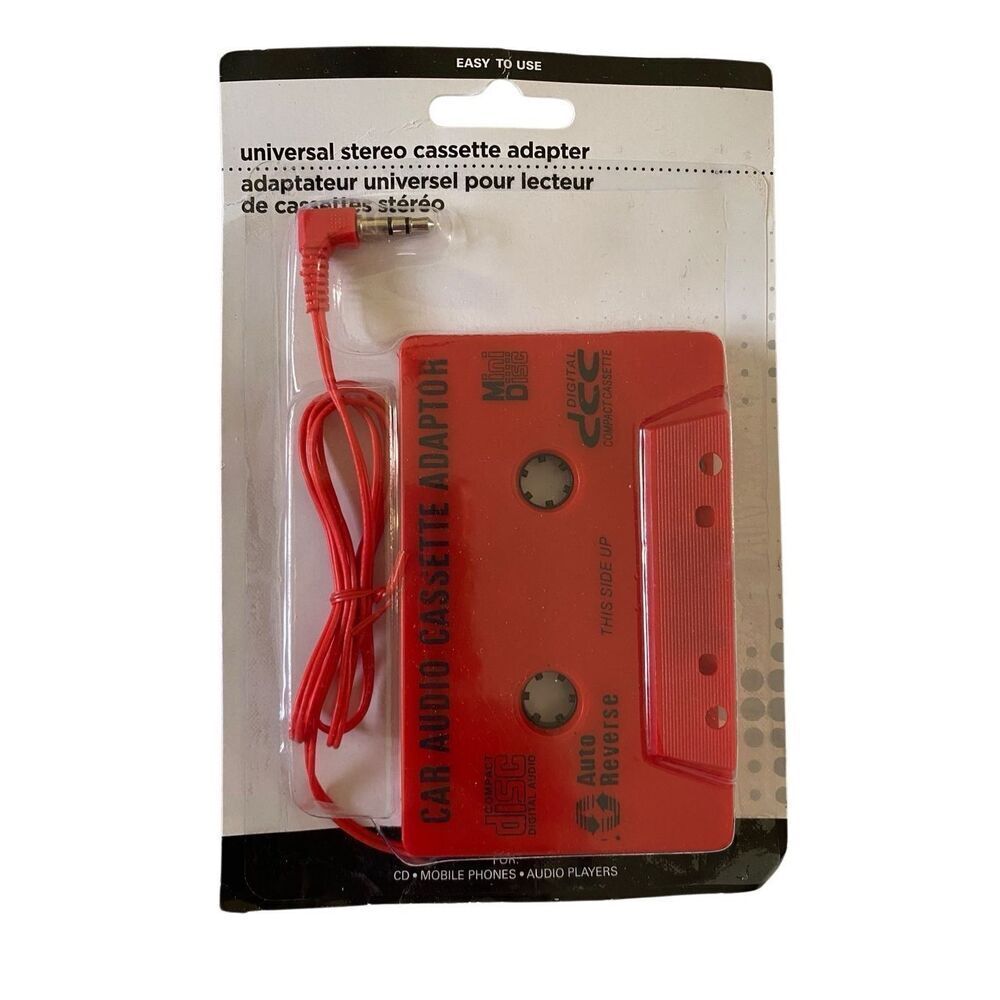 Universal Stereo Cassette Adapter Media Music Red